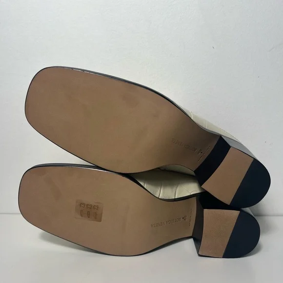 Bottega Veneta Croc Embossed Square Toe Slip On Loafer Mules Heels